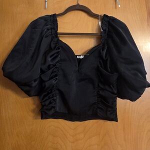 Entro Black Puff Sleeve Blouse